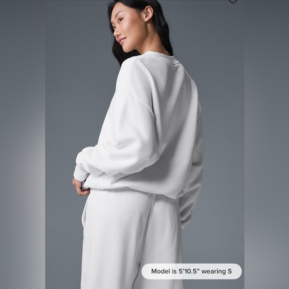 ALO accolade crew neck pullover sweater • WHITE • Size L for oversized fit - New - Picture 2 of 4